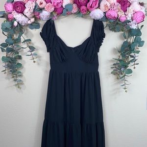 •Better Be• Midnight Romance Maxi Dress {black} sz L |on / off shoulder| Tiered